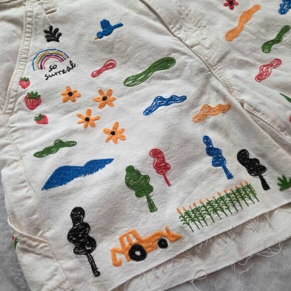 New 26 Mother x Anthropologie The Stud Finder shorts No Rainbows without Rain - Picture 4 of 11